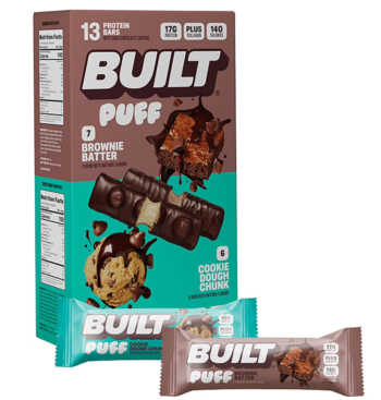 Built Bar Puff & Chunk Protein Bars – Variety Pack, 13 Count | 15–17g Protein, Low Sugar