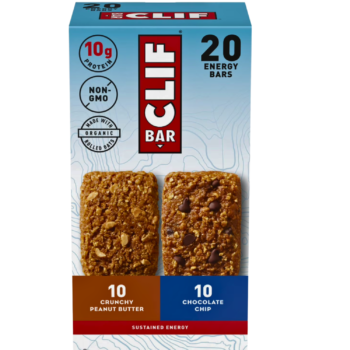CLIF BAR Protein & Energy Bars Variety Pack – Chocolate Chip + Crunchy Peanut Butter | 20 Bars, Non-GMO, Organic Oats