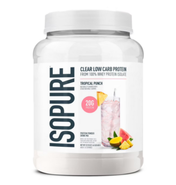 Isopure Clear Protein Powder Tropical Punch — 20g Protein, 1.43 lbs | 100% Whey Isolate, Low Carb, Refreshing Flavor