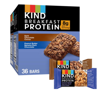 KIND Breakfast Protein Bars Variety Pack – 18 Packs (36 Bars) | Dark Chocolate Cocoa & Peanut Butter Banana, Whole Grain, Gluten-Free