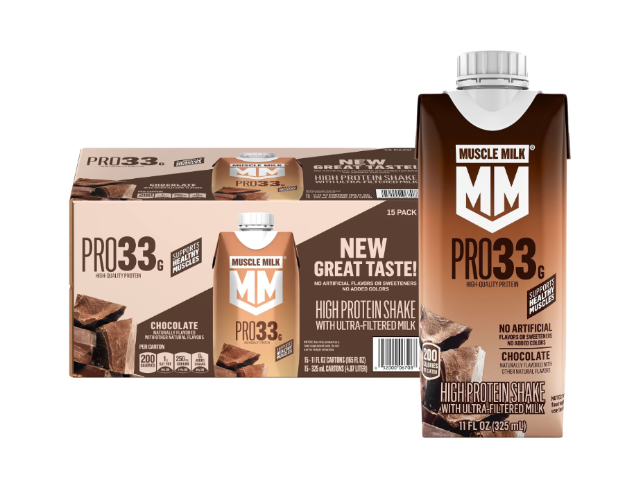 Muscle Milk Pro Series PRO33g Protein Shake Chocolate 15 Pack 33g Protein Ready to Drink Muscle Milk Pro Series PRO33g Protein Shake Chocolate 15 Pack 33g Protein Ready to Drink