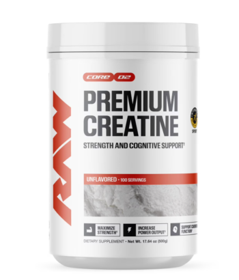 RAW Nutritional Core Creatine Monohydrate Powder Unflavored,510g 100 Servings